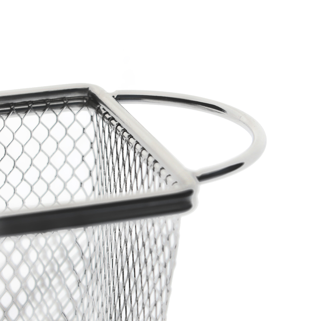 Fotografia para o produto Mini cesta retangular em aço inox com molheira em melamina L10xP8xA7,5cm