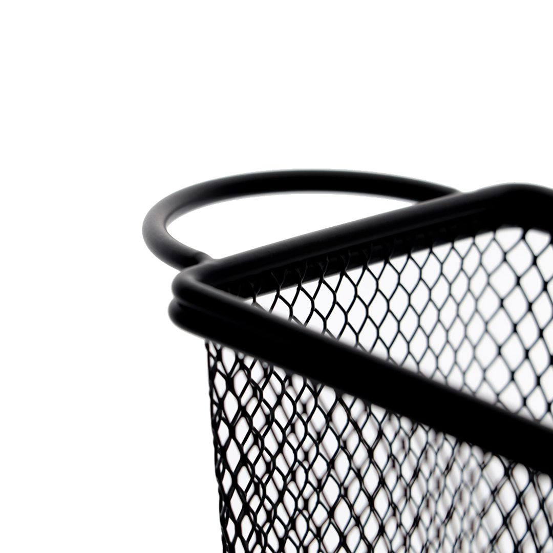 Fotografia para o produto Mini cesta retangular em aço inox com molheira em melamina L10xP8xA7,5cm