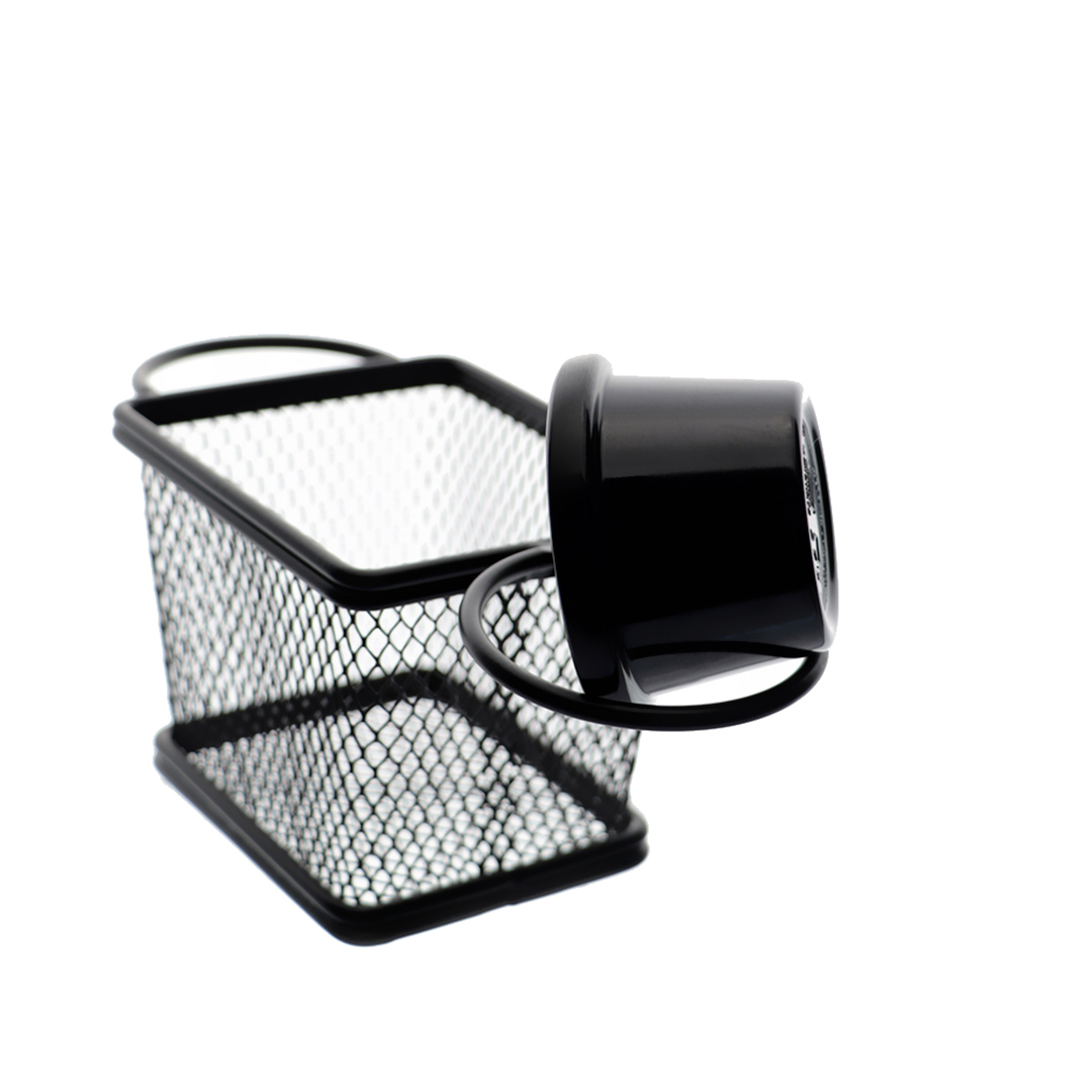 Fotografia para o produto Mini cesta retangular em aço inox com molheira em melamina L10xP8xA7,5cm