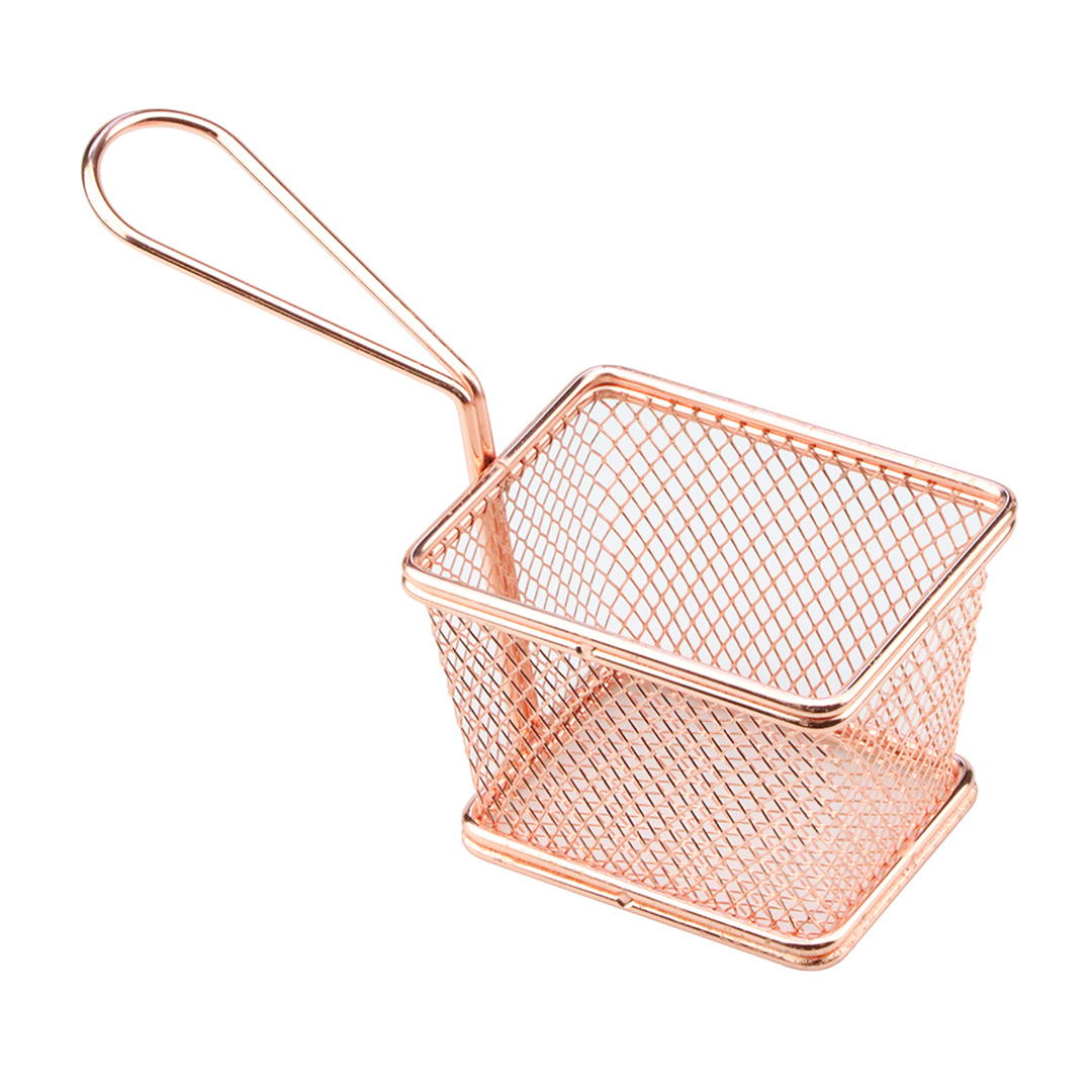 Imagem ilustrativa para Mini cesta retangular para alimentos em aço inox P8xL10xA7,5cm rose