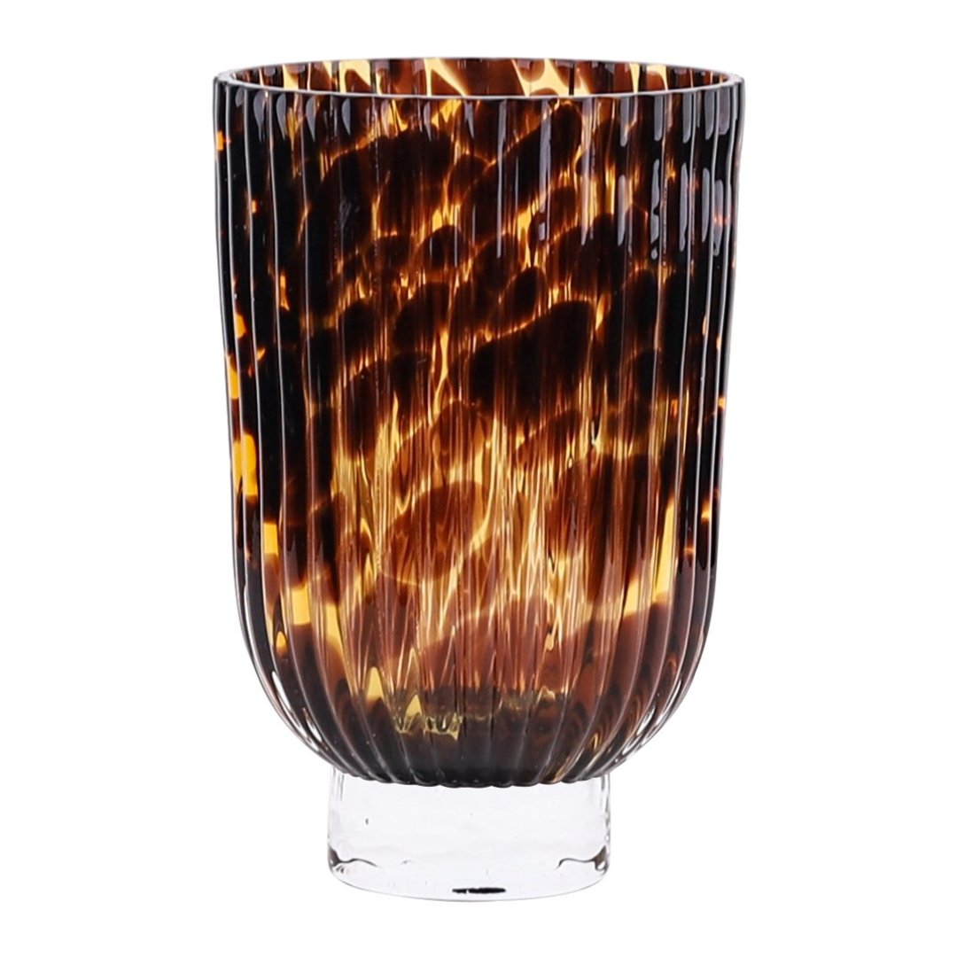 Fotografia para o produto Murano vaso bicolor em vidro L13,5xP13,5xA21cm cor marrom e laranja