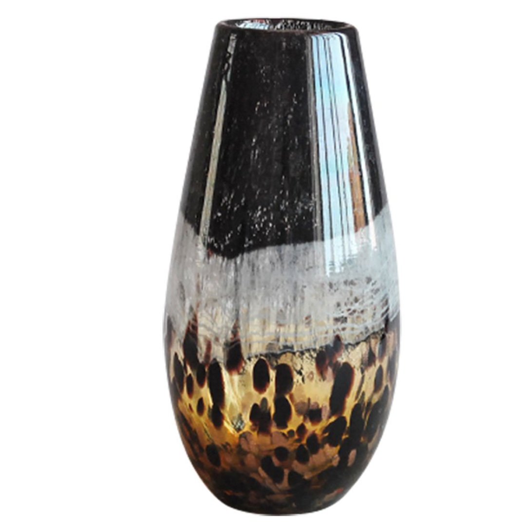 Imagem ilustrativa para Murano vaso em vidro mesclado 11,3xA24,5cm cor preta e dourada