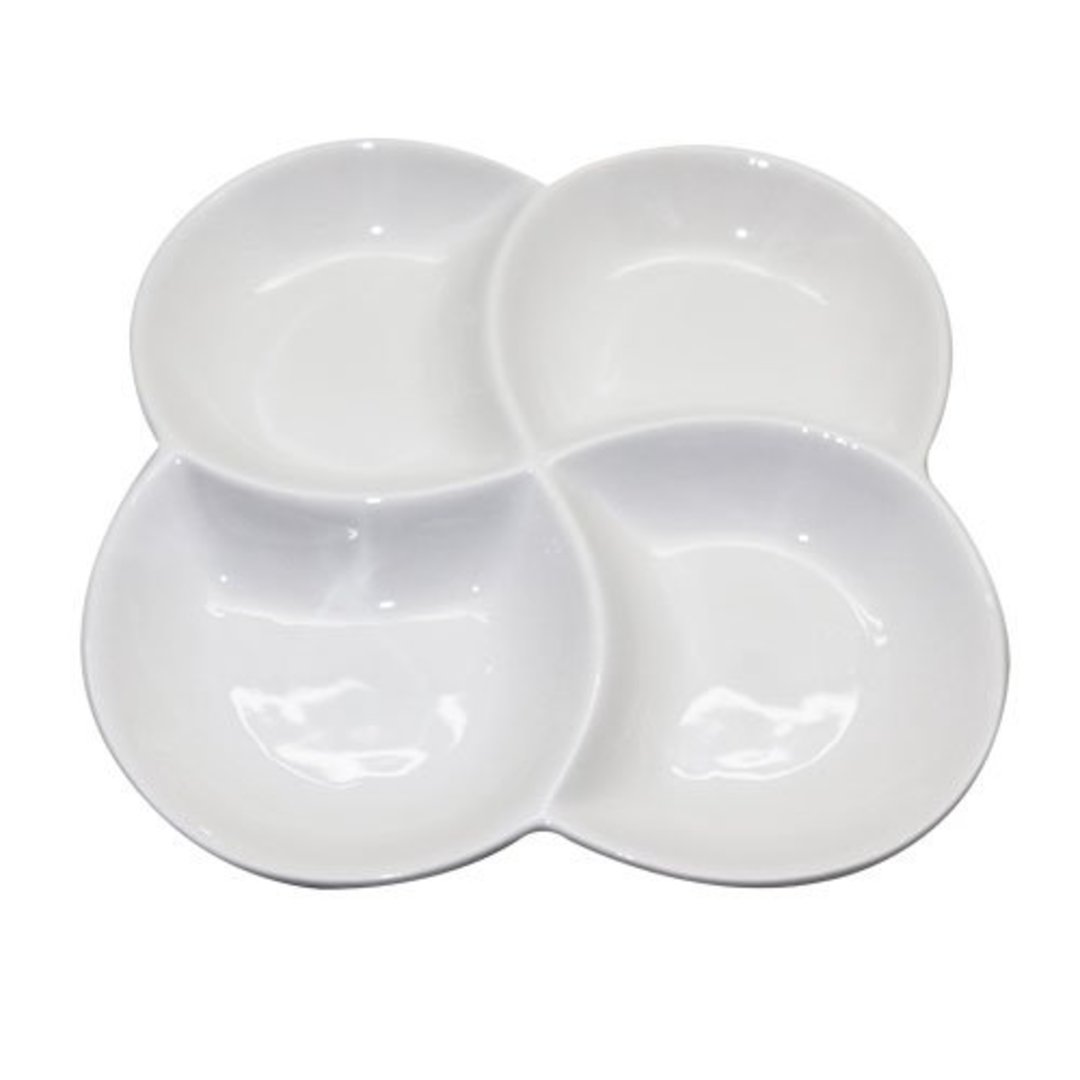 Imagem ilustrativa para Petisqueira com 4 divisórias em new bone china P22xL22xA3cm