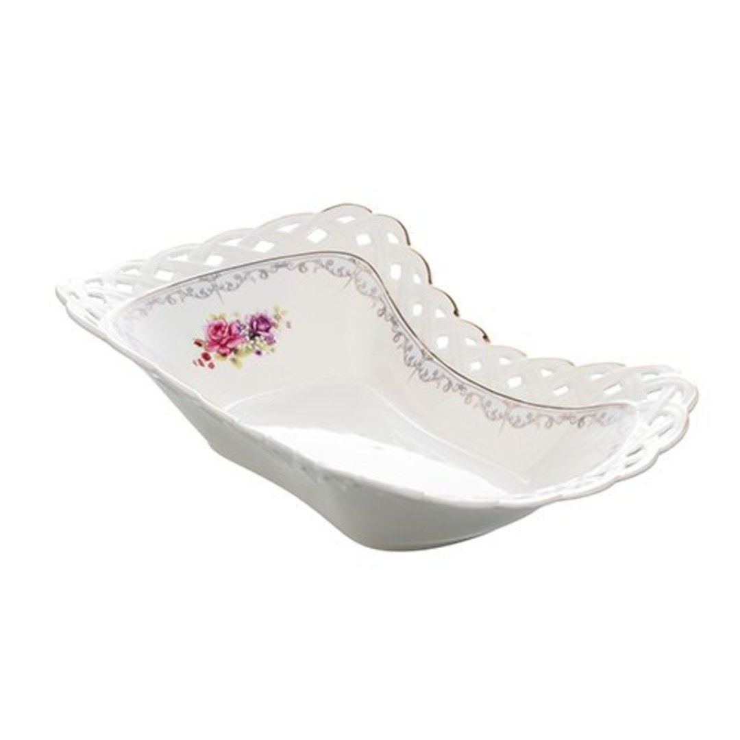 Imagem ilustrativa para Petisqueira em new bone china com borda dourada P28,5xL16,5xA5,8cm branco