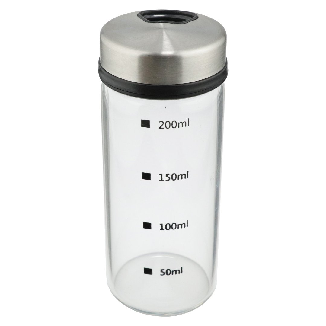 Imagem ilustrativa para Porta condimento em vidro borossilicato com tampa em aço inox 200ml D5,7xA13,5cm
