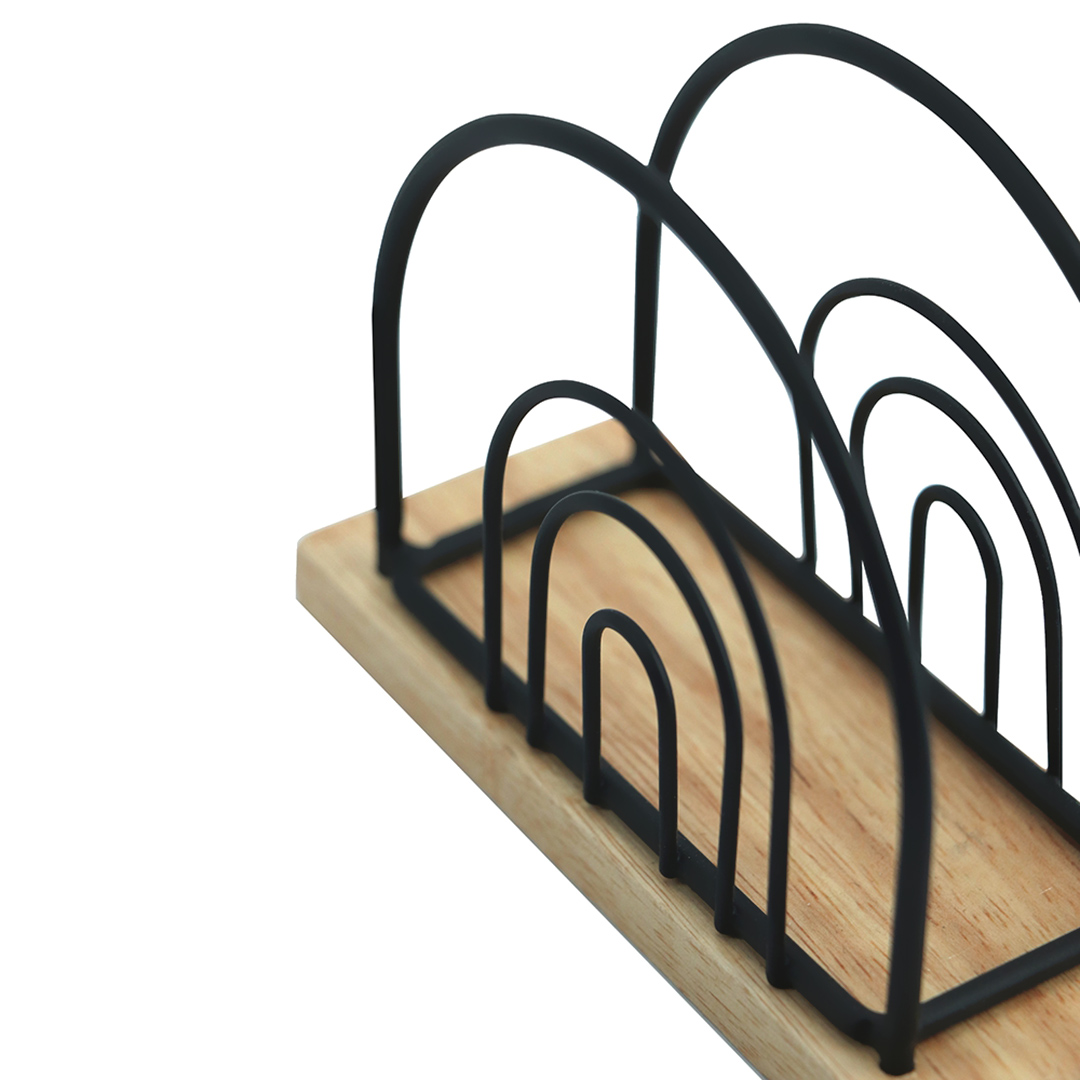 Fotografia para o produto Porta guardanapo em metal com base de madeira L13xP5xA9,2cm