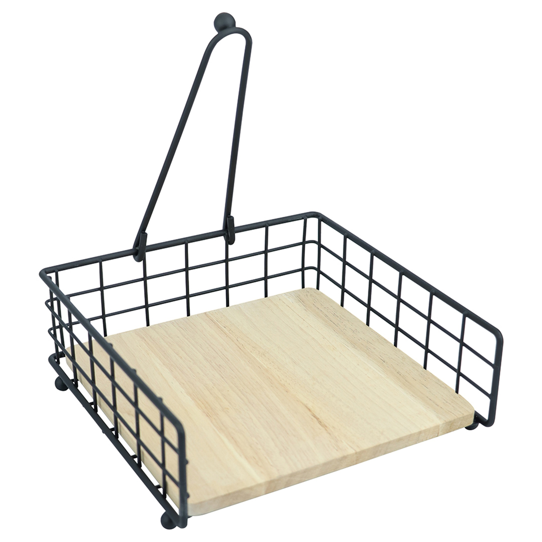 Fotografia para o produto Porta guardanapo em metal com base de madeira L19xP19xA7cm