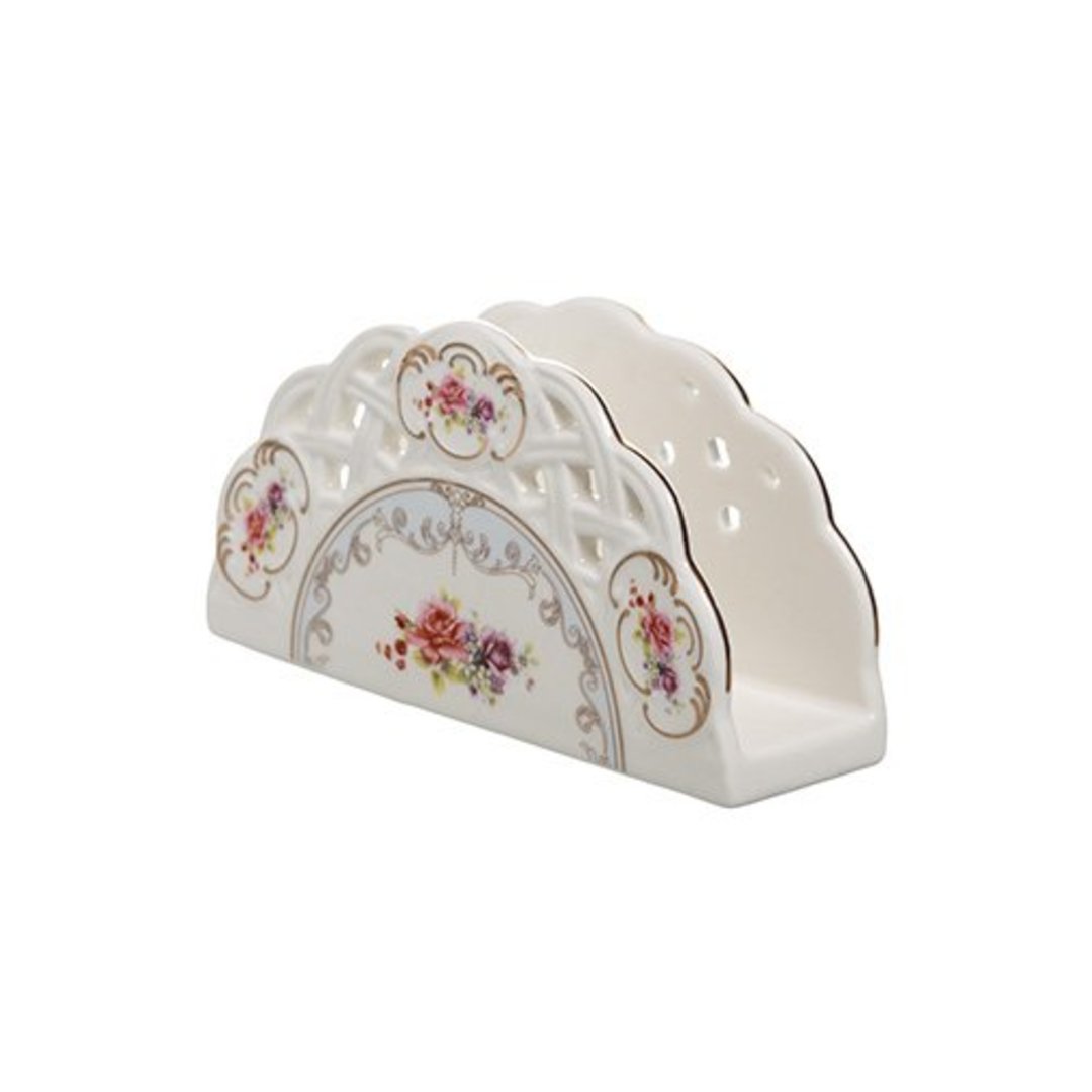 Imagem ilustrativa para Porta guardanapo em new bone china com borda dourada P13xL4xA7cm branco