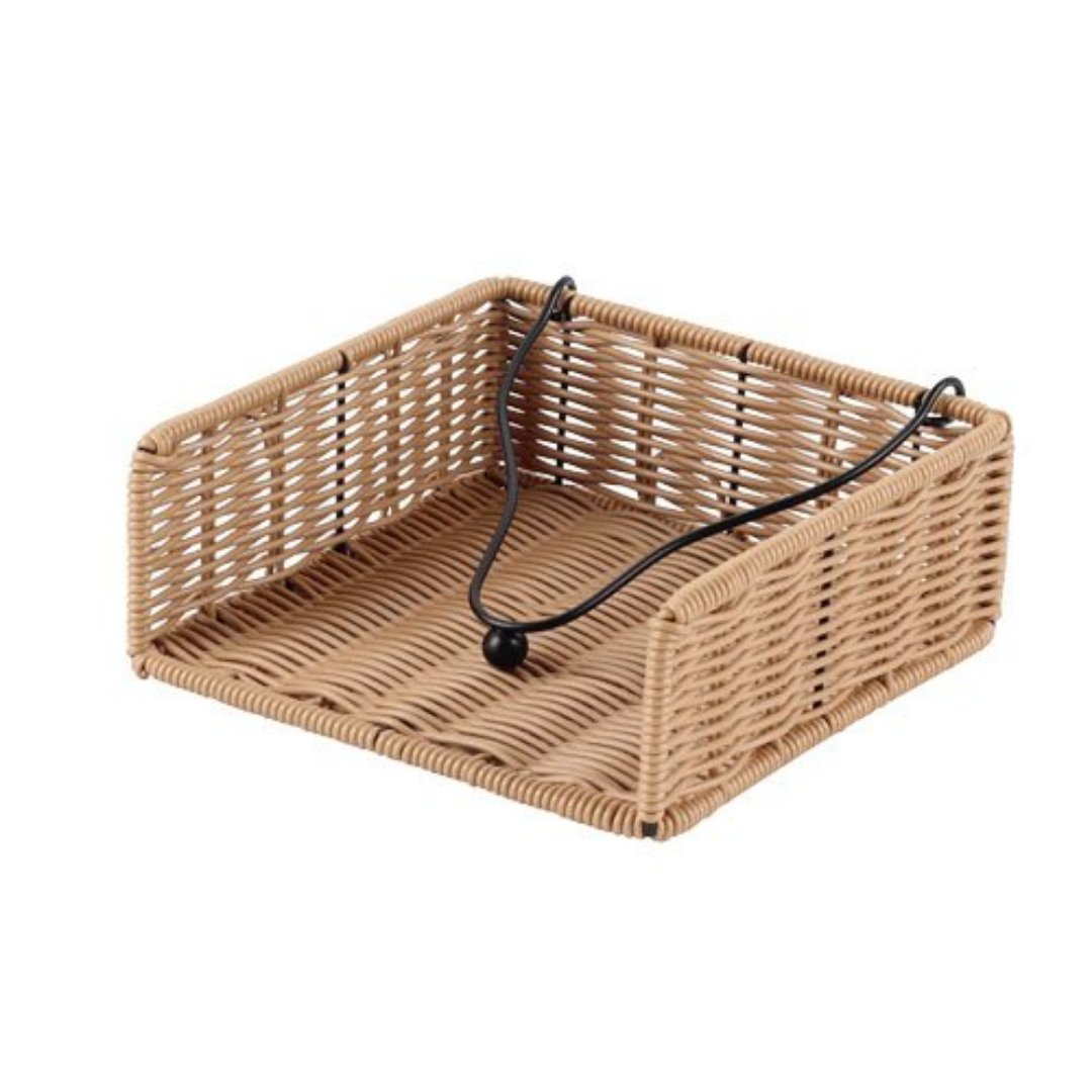 Imagem ilustrativa para Porta guardanapo quadrado em ferro e rattan P18,5xL18,5xA7cm