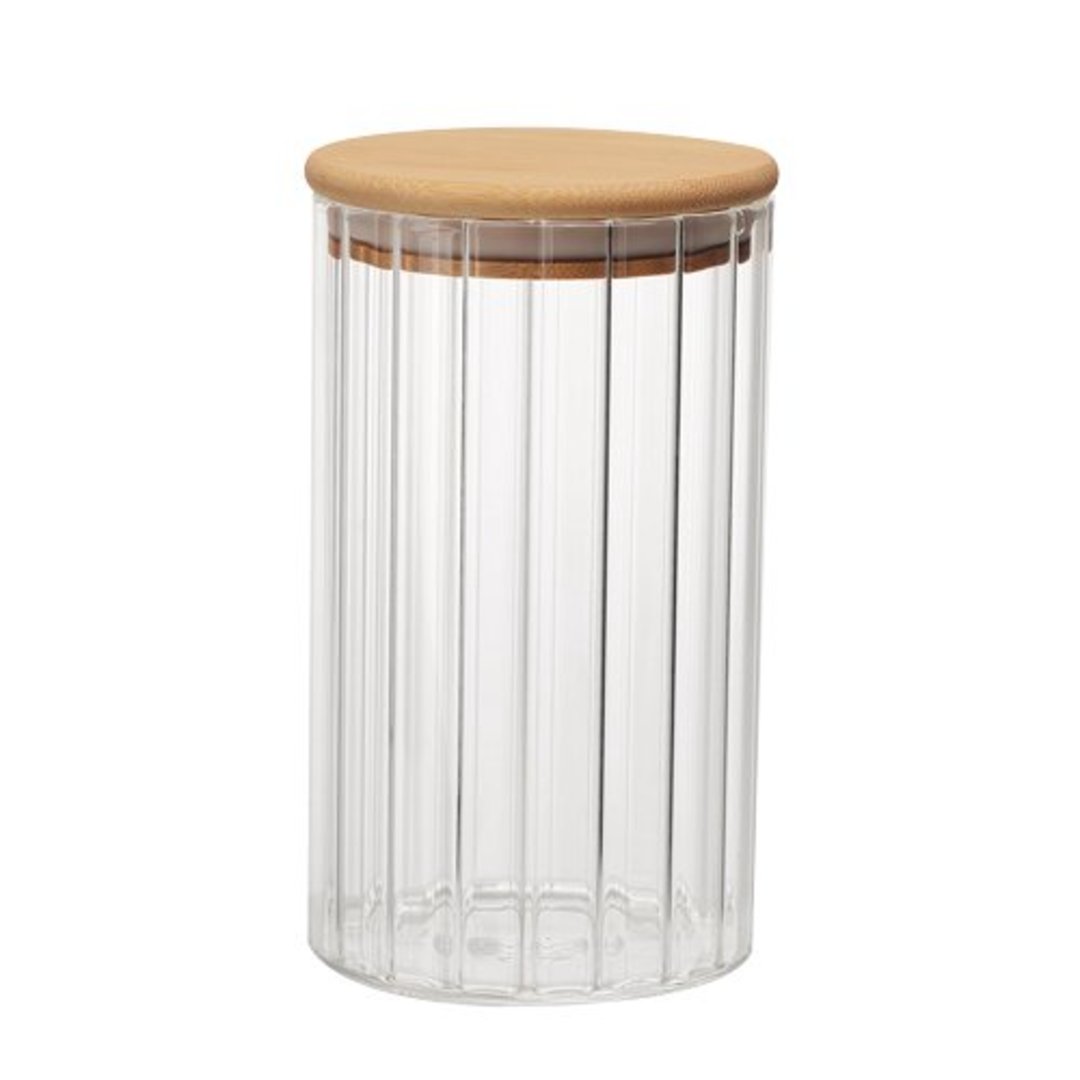 Fotografia para o produto Porta mantimento canelado em vidro borossilicato com tampa em bambu 750ml 9xA15cm