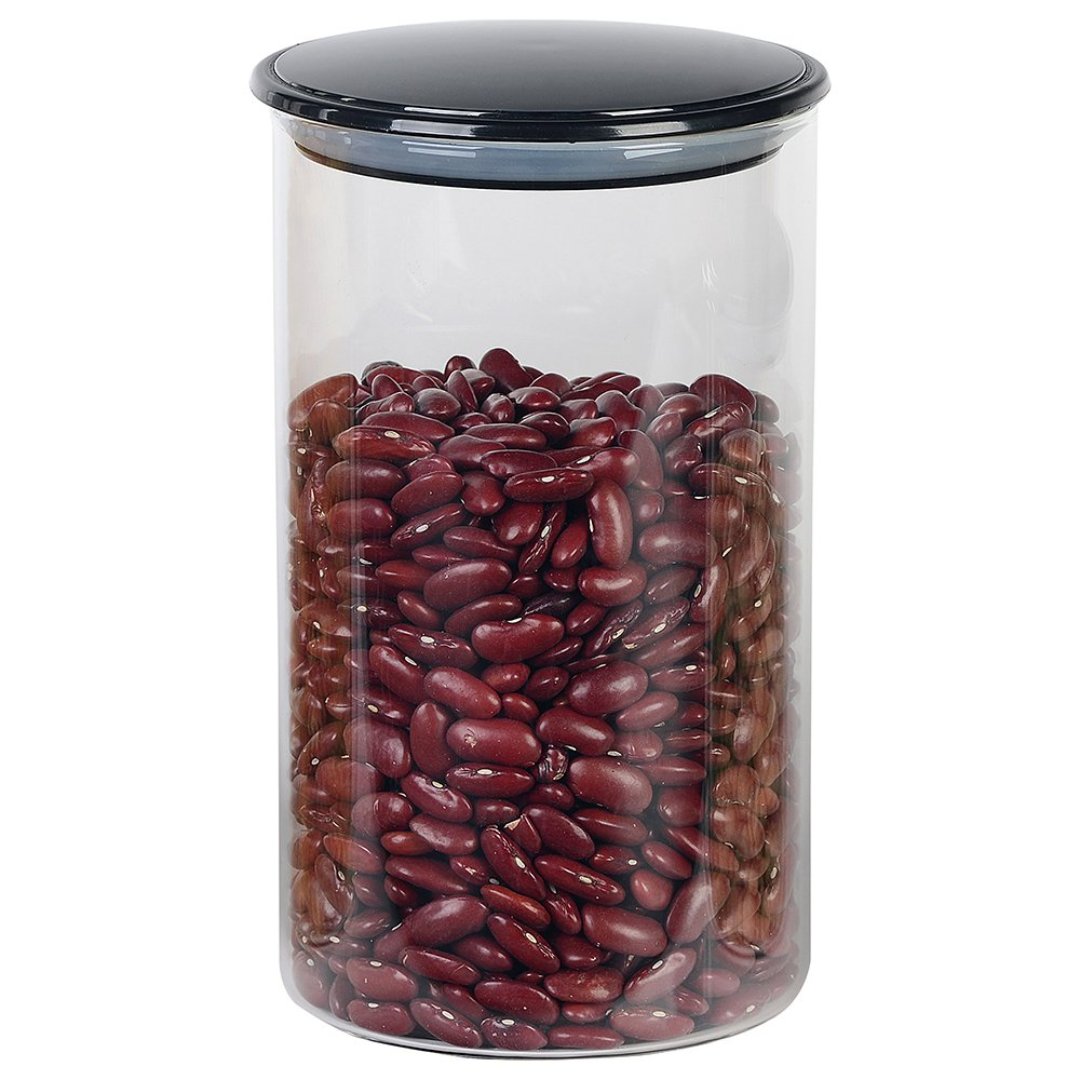 Imagem ilustrativa para Porta mantimento em vidro borossilicato com tampa preta 1L 10xA17,5cm