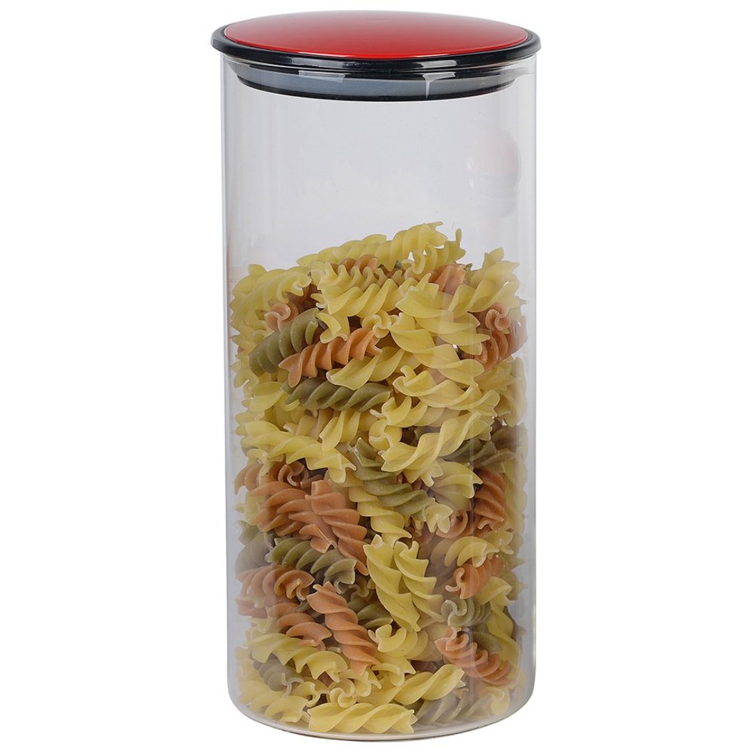 Fotografia para o produto Porta mantimento em vidro borossilicato com tampa cor vermelha 1,4L D10xA22,5cm