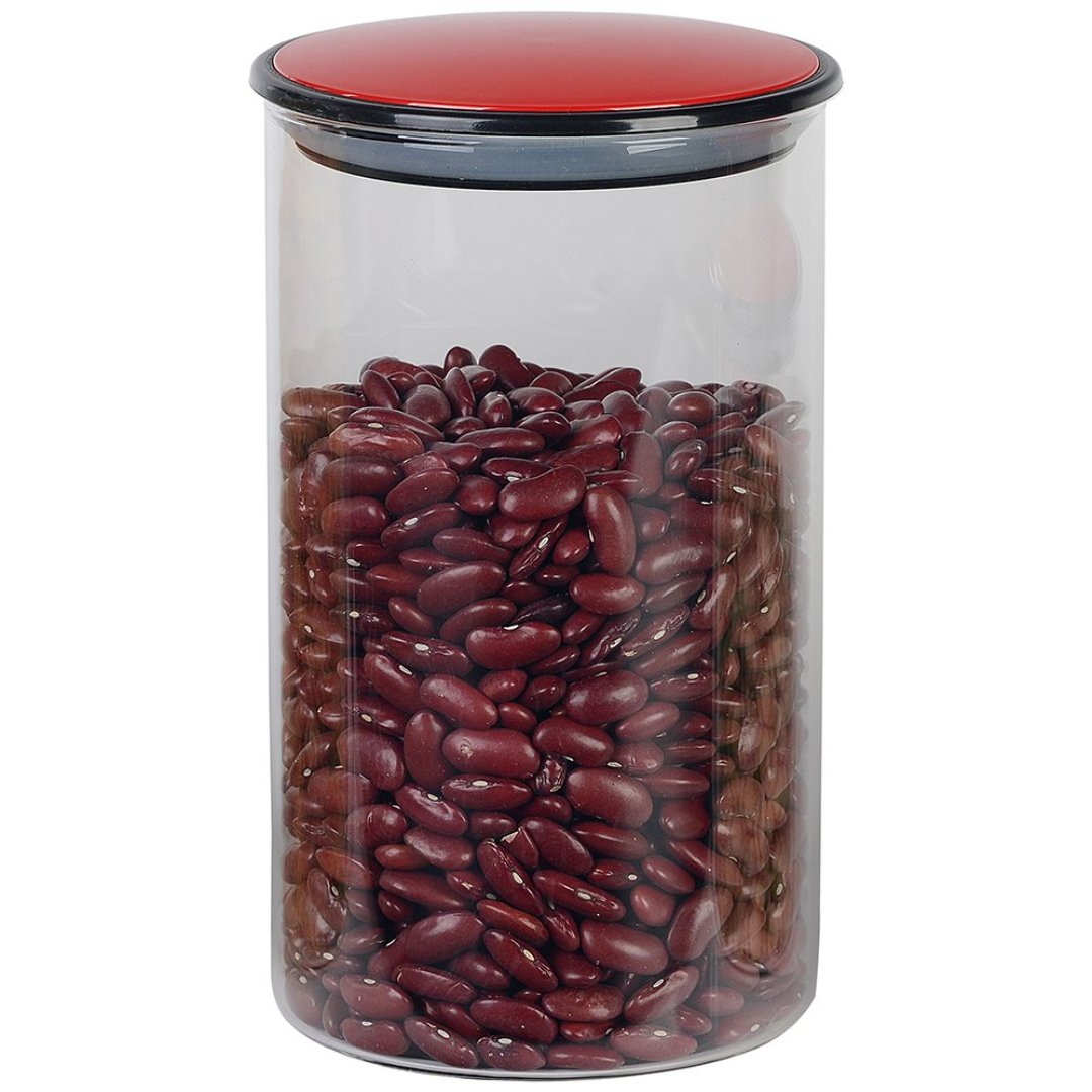 Imagem ilustrativa para Porta mantimento em vidro borossilicato com tampa vermelha 1L 10xA17,5cm