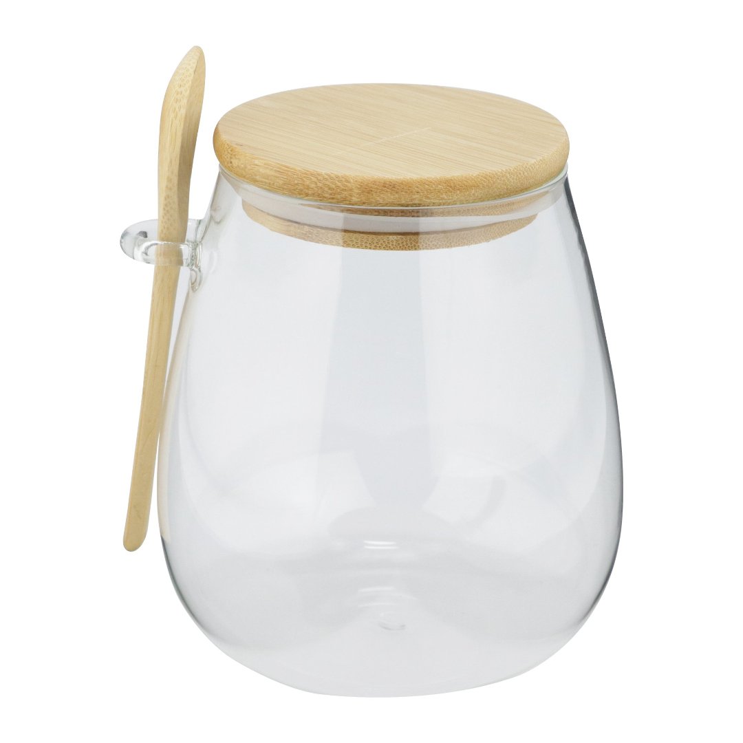 Imagem ilustrativa para Porta mantimento em vidro borossilicato com tampa e colher em bambu 1L P8,5xL12xA14cm