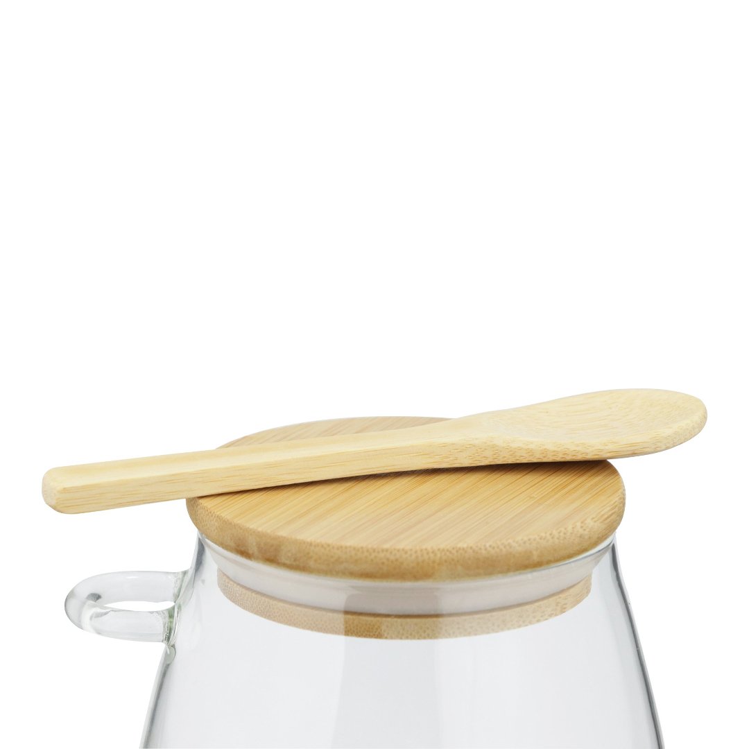 Fotografia para o produto Porta mantimento em vidro borossilicato com tampa e colher em bambu 1L L12xP8,5xA14cm
