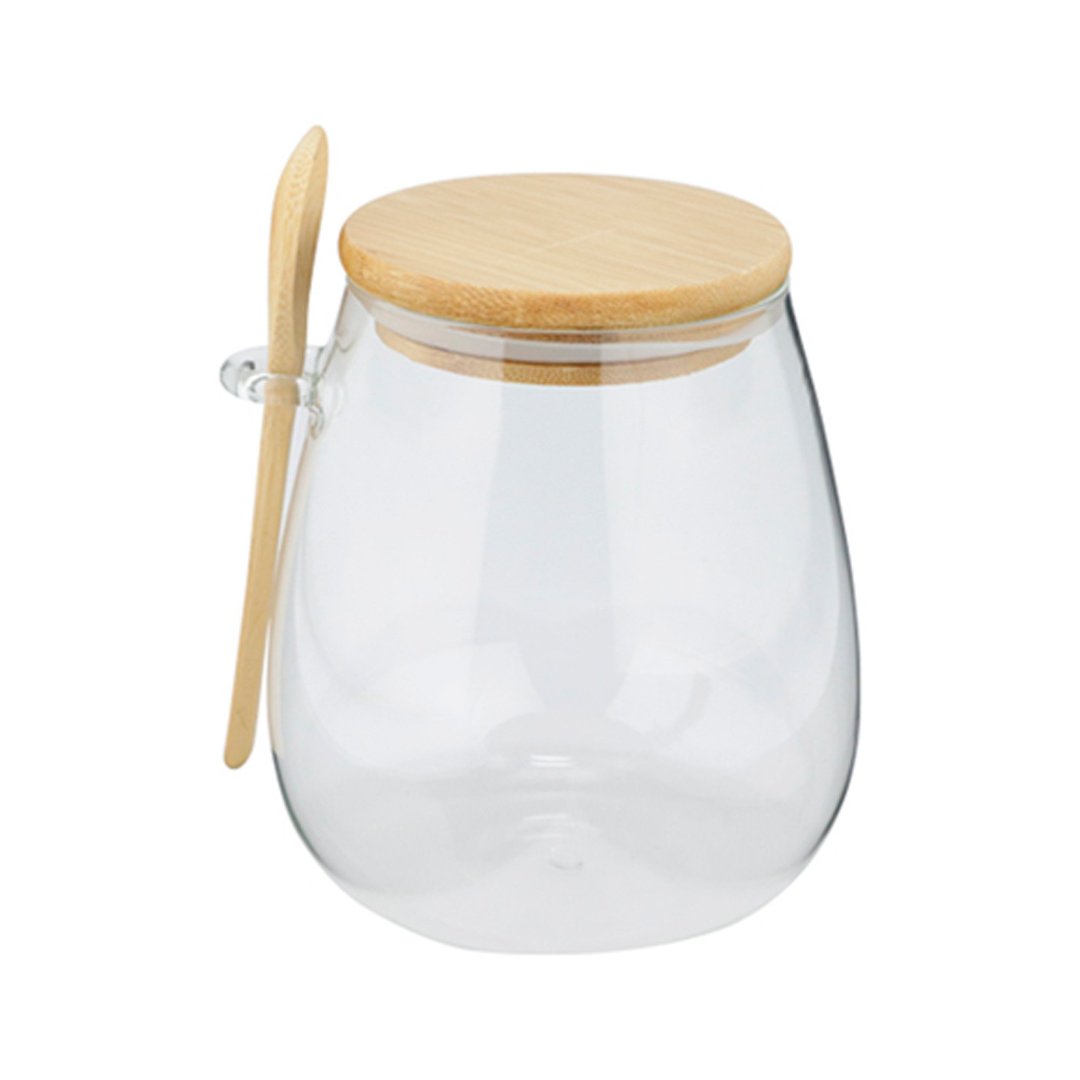 Fotografia para o produto Porta mantimento em vidro borossilicato com tampa e colher em bambu 400ml L8,5xP6,5xA10,5cm