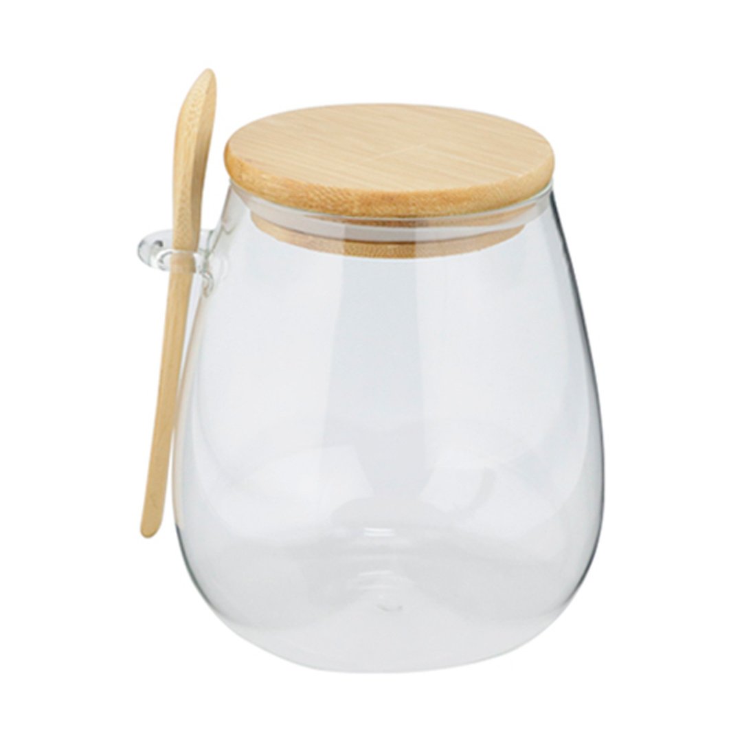 Imagem ilustrativa para Porta mantimento em vidro borossilicato com tampa e colher em bambu 750ml P8xL11xA13cm