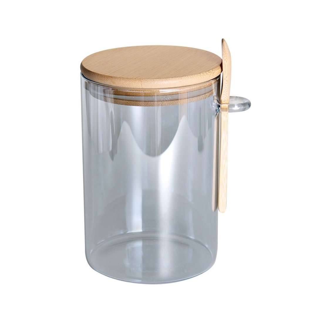 Imagem ilustrativa para Porta mantimento em vidro borossilicato com tampa e colher em bambu 900ml P11xL10xA15cm cinza