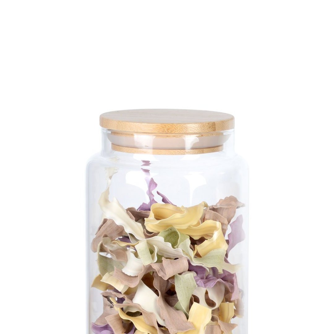 Fotografia para o produto Porta mantimento em vidro borossilicato com tampa em bambu 1,7L D10xA27cm