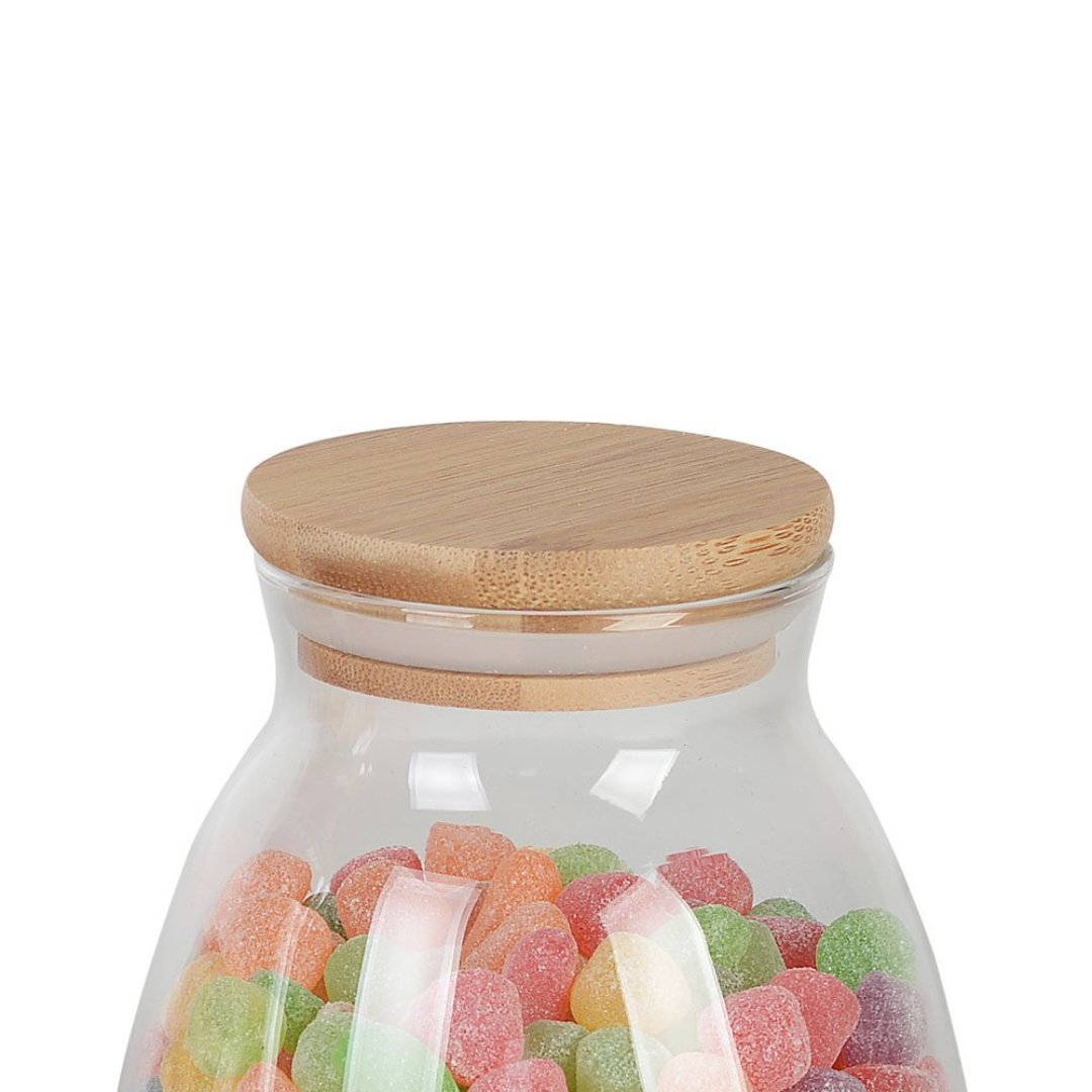 Fotografia para o produto Porta mantimento em vidro borossilicato com tampa em bambu 450ml 010xA10,5cm