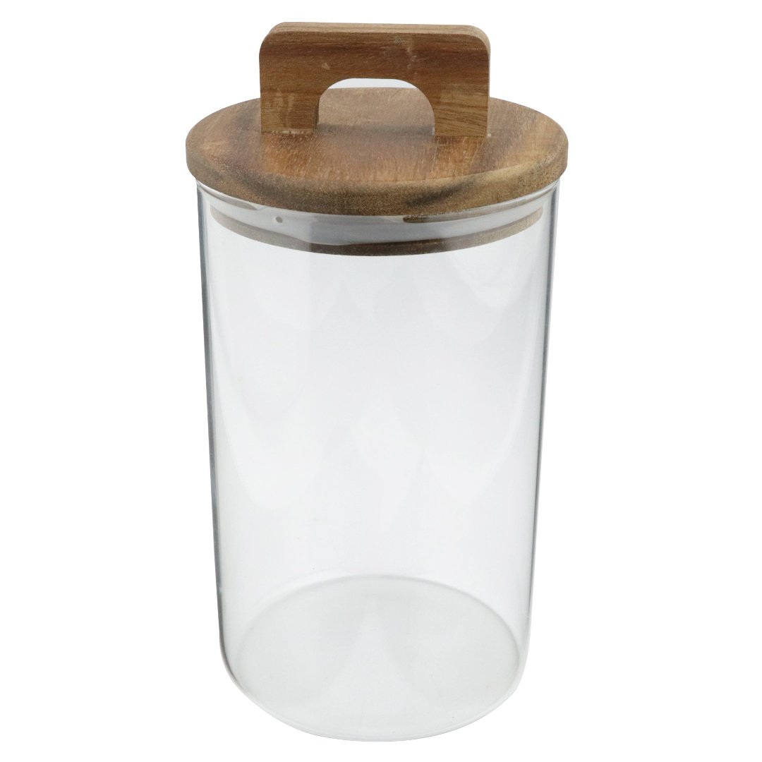 Fotografia para o produto Porta mantimento em vidro borossilicato com tampa em madeira 1L D10xA19,5cm