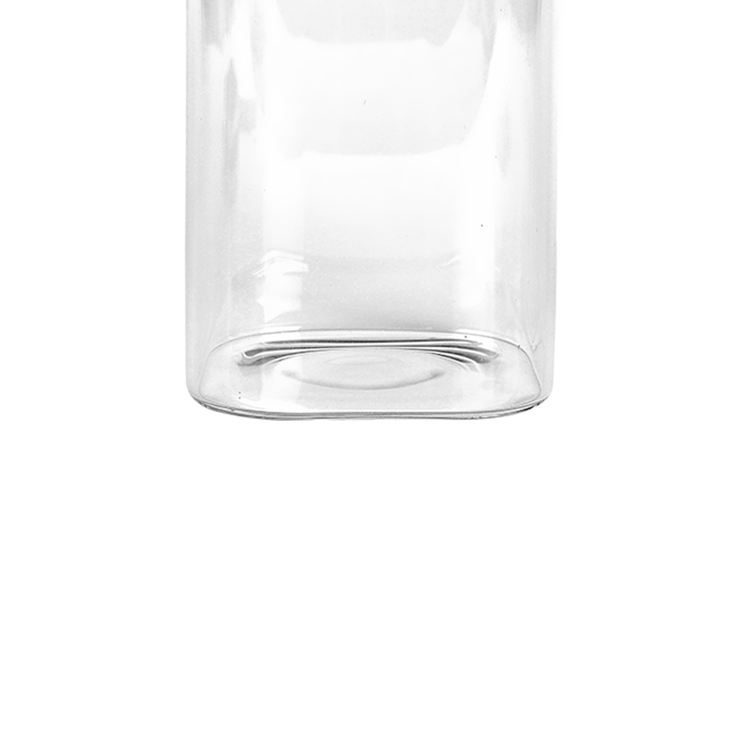 Fotografia para o produto Porta mantimento quadrado em vidro borossilicato com tampa de metal prata 1,9L L10xP10xA28cm