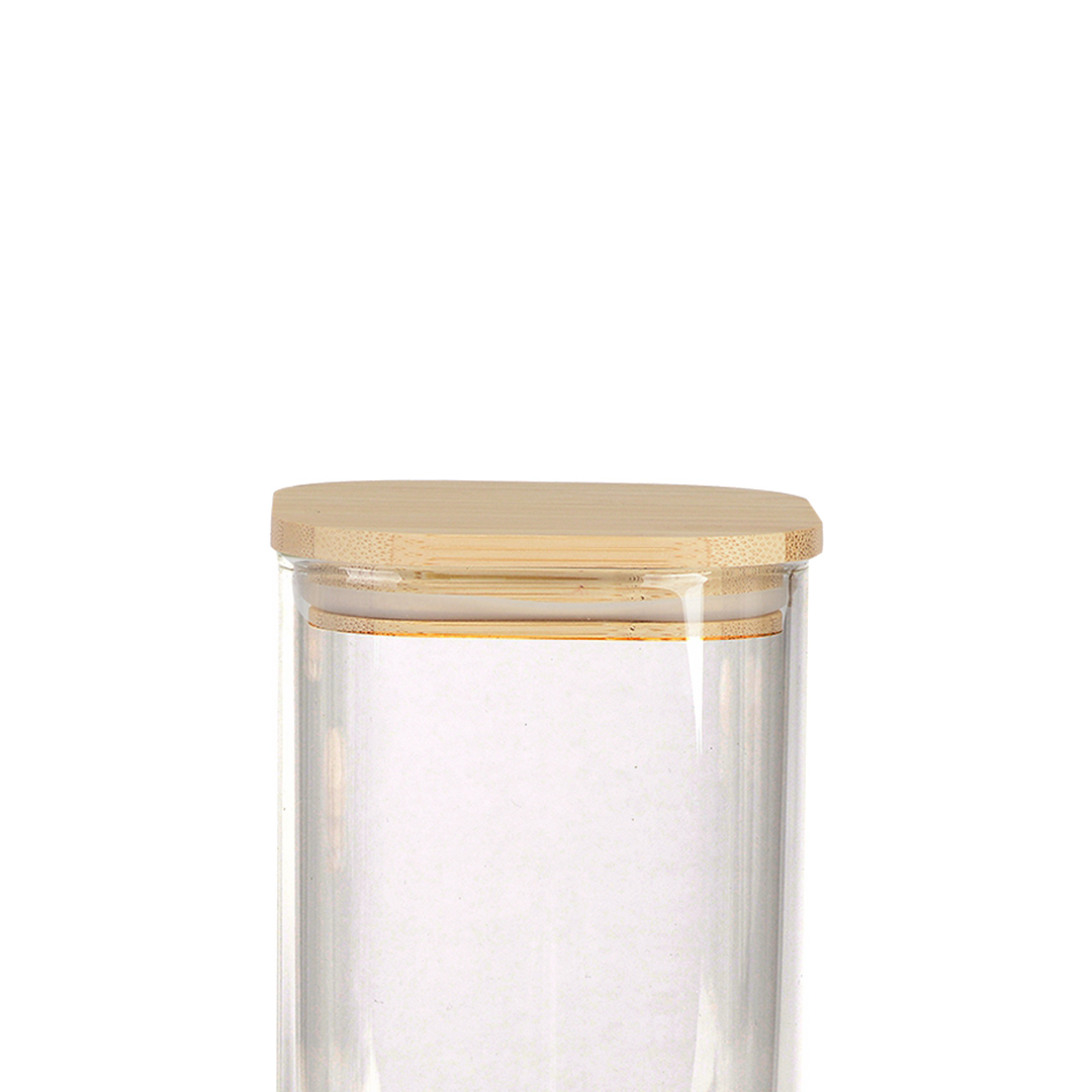 Fotografia para o produto Porta mantimento quadrado em vidro borossilicato com tampa em bambu 1,4L L10xP10xA22cm
