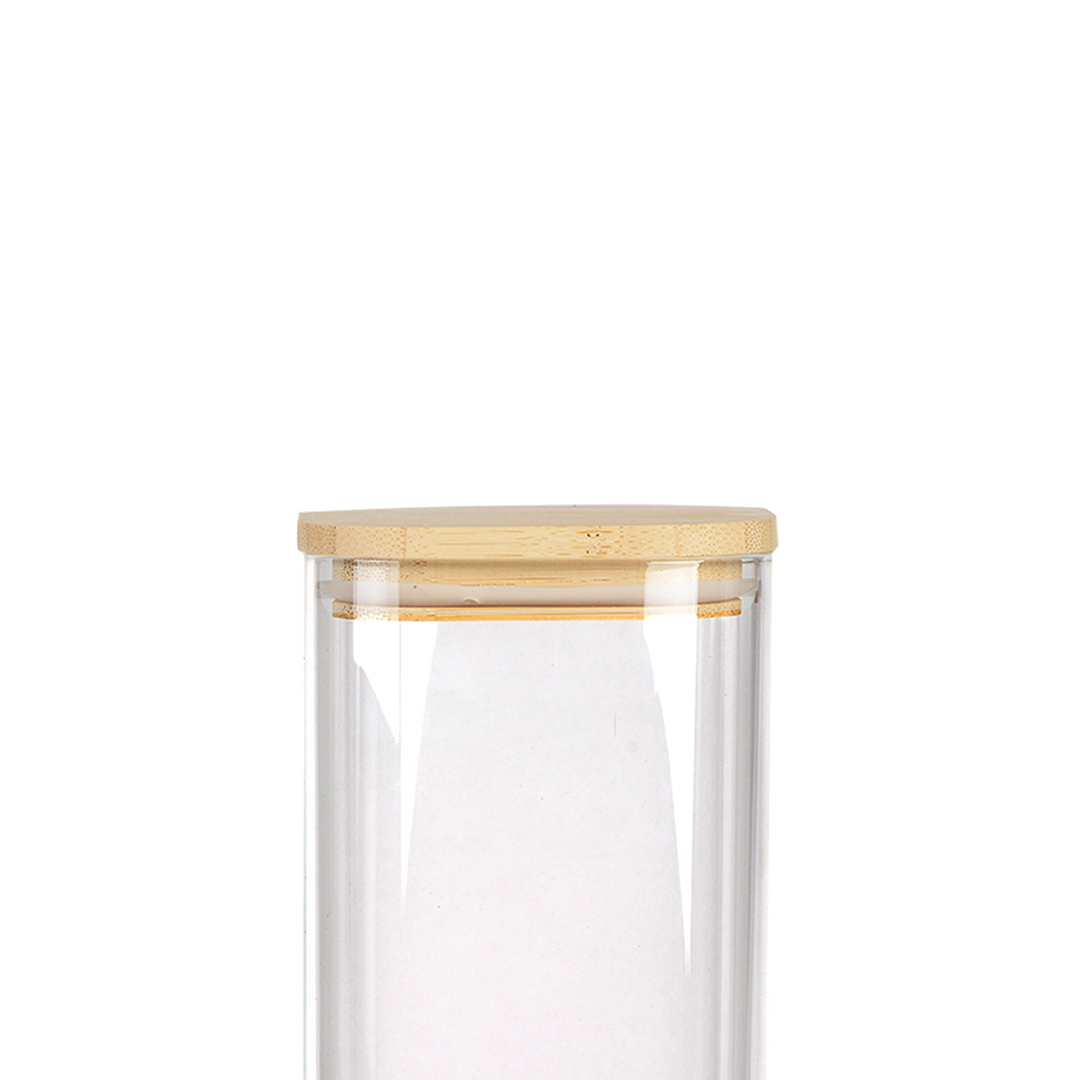 Fotografia para o produto Porta mantimento quadrado em vidro borossilicato com tampa em bambu 1,9L L10xP10xA28cm