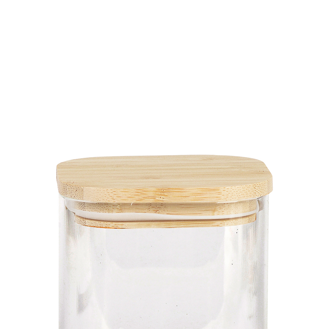 Fotografia para o produto Porta mantimento quadrado em vidro borossilicato com tampa em bambu 800ml L10xP10xA14cm