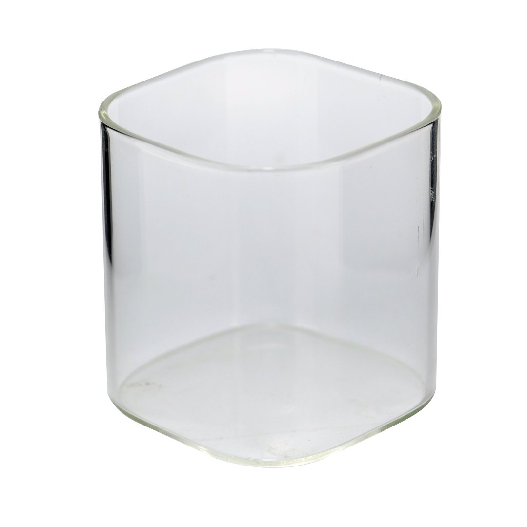 Fotografia para o produto Porta mantimento quadrado em vidro borossilicato com tampa plástica cor cinza 150ml L6,5xP6,5xA7cm