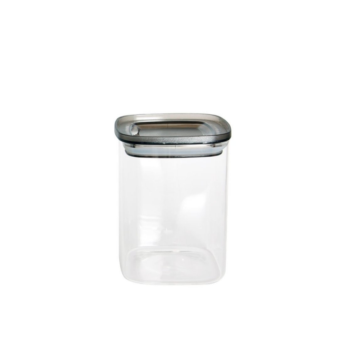 Fotografia para o produto Porta mantimento quadrado em vidro borossilicato com tampa plástica cor cinza 800ml L10,5xP10,5xA12