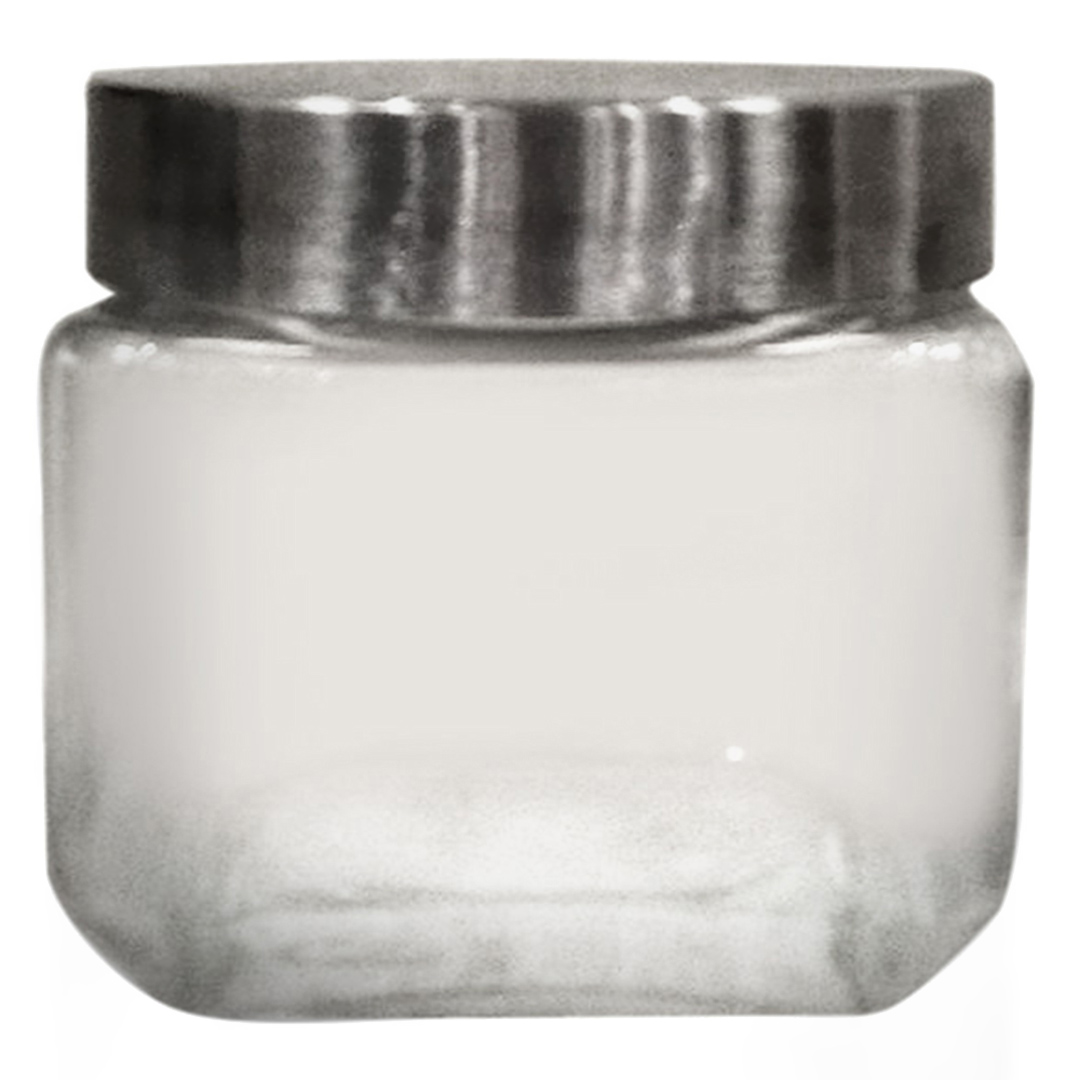 Imagem ilustrativa para Porta mantimento quadrado em vidro liso com tampa em metal prata 790ml P11xL11xA11cm