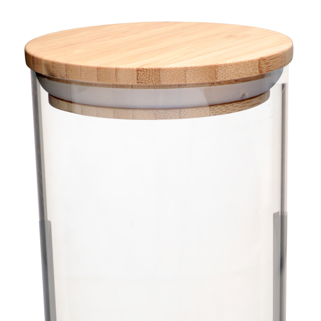 Fotografia para o produto Porta mantimento redondo em vidro borossilicato com tampa de bambu 1,8L 010xA27,5cm