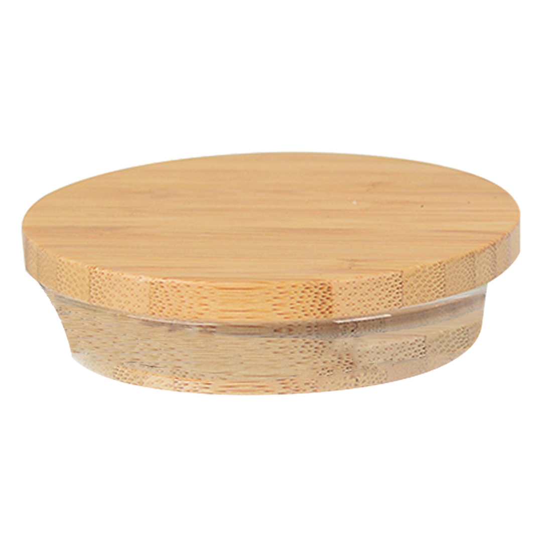 Fotografia para o produto Porta mantimento redondo em vidro borossilicato com tampa de bambu 150ml 05.5xA11,5cm