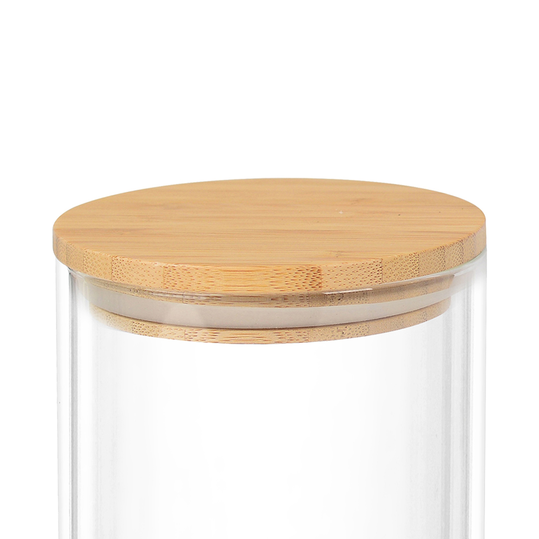 Fotografia para o produto Porta mantimento redondo em vidro borossilicato com tampa de bambu 800ml 010xA12,5cm
