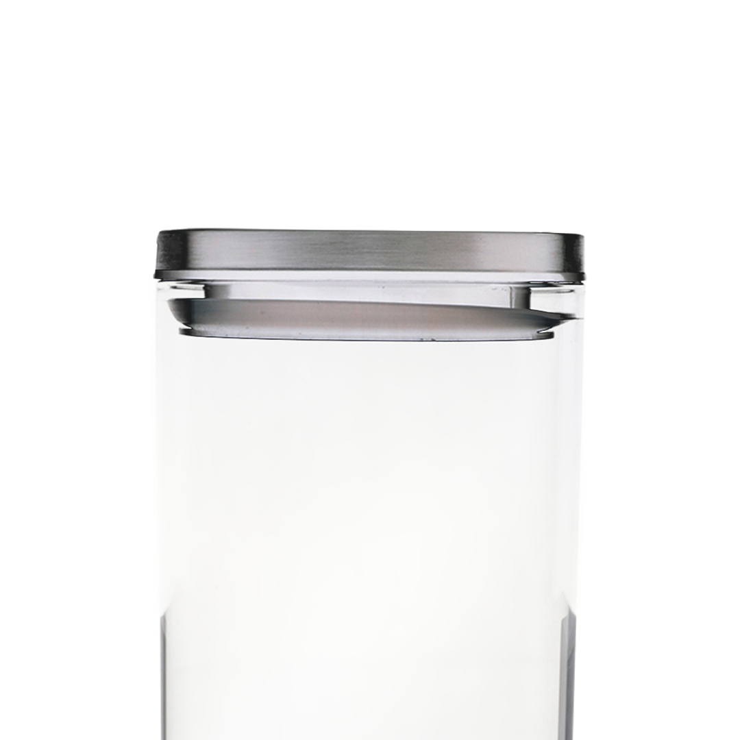 Fotografia para o produto Porta mantimento redondo em vidro borossilicato com tampa em metal prata 1,4L D10xA22cm