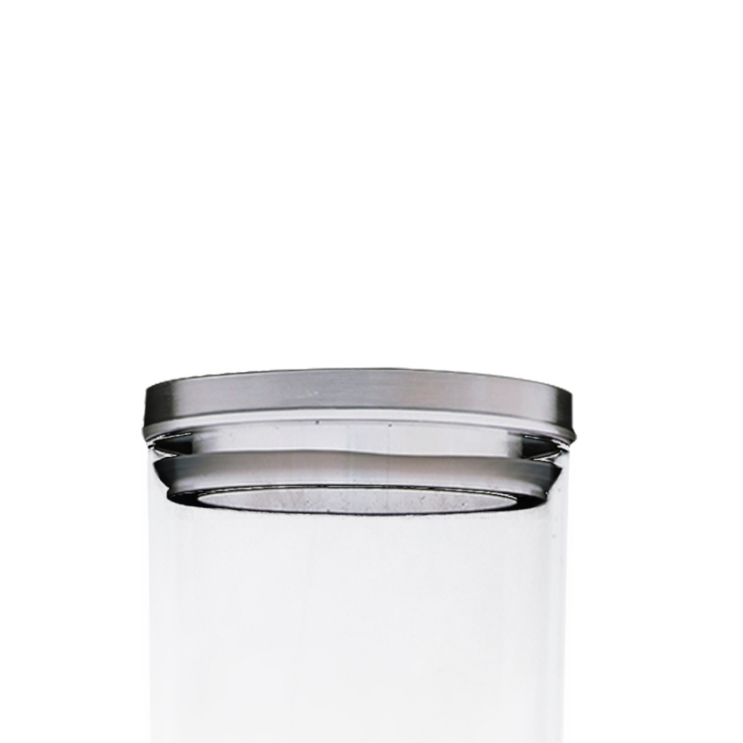 Fotografia para o produto Porta mantimento redondo em vidro borossilicato com tampa de metal prata 1,8L 010xA27,5cm