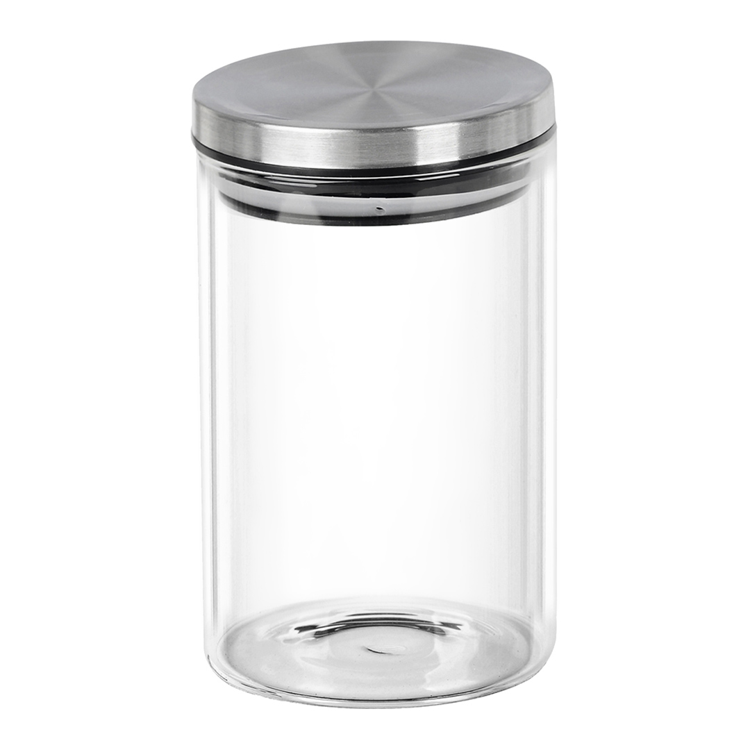 Imagem ilustrativa para Porta mantimento redondo em vidro borossilicato com tampa em metal prata 150ml D5,5xA11,5cm