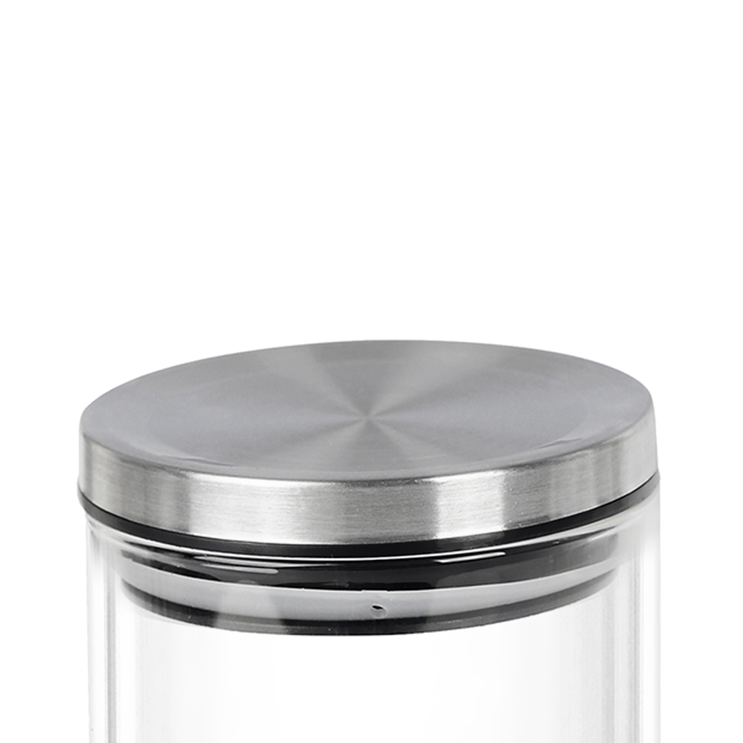 Fotografia para o produto Porta mantimento redondo em vidro borossilicato com tampa em metal prata 150ml D5,5xA11,5cm