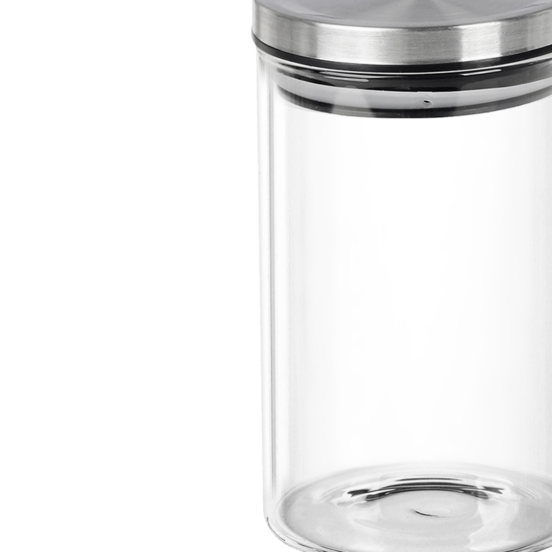 Fotografia para o produto Porta mantimento redondo em vidro borossilicato com tampa em metal prata 150ml D5,5xA11,5cm