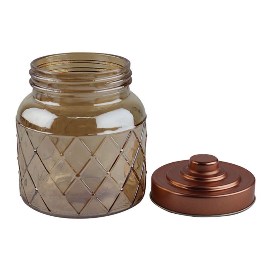 Fotografia para o produto Porta mantimento redondo em vidro com tampa 600ml 010,5xA13cm cor âmbar