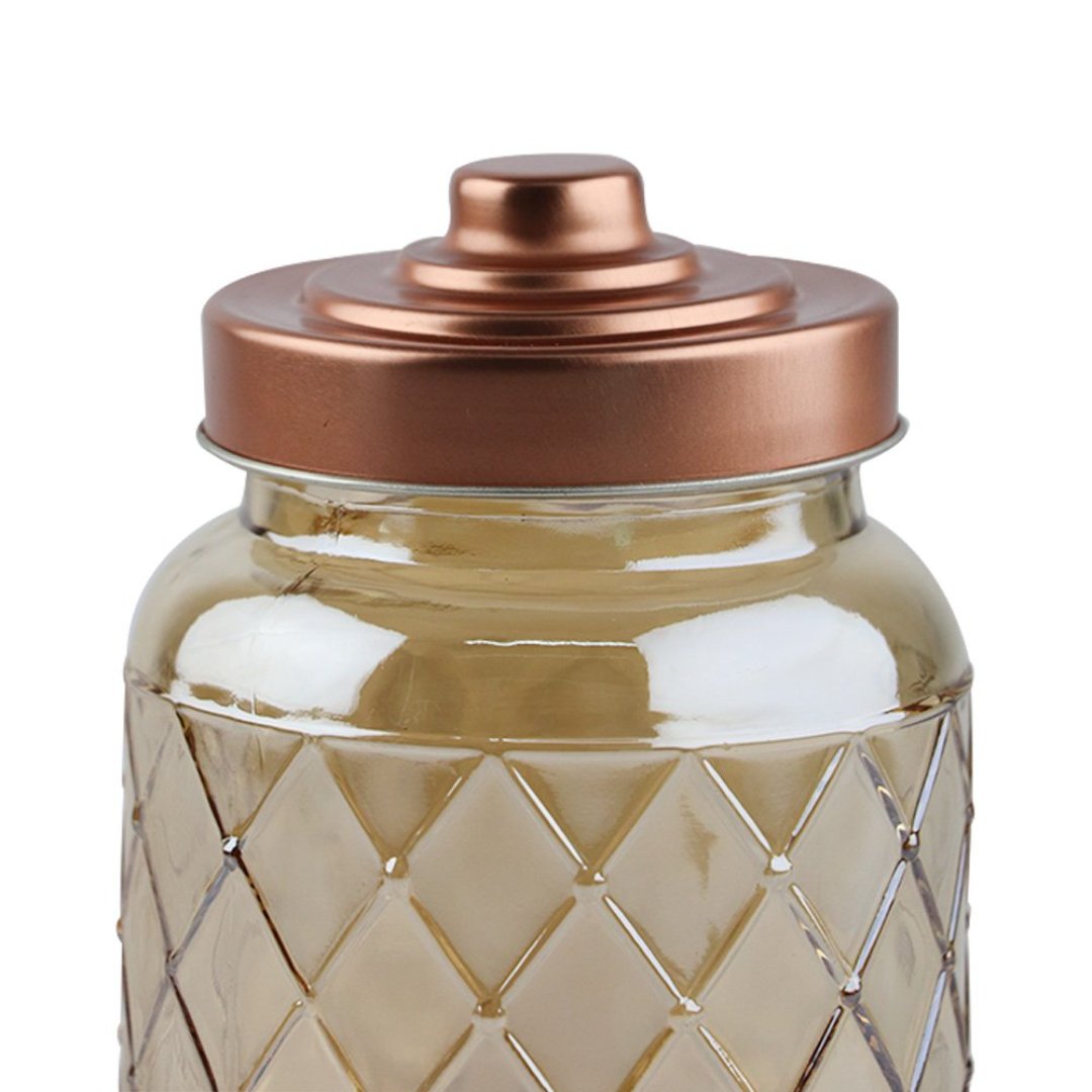 Fotografia para o produto Porta mantimento redondo em vidro com tampa 600ml 010,5xA13cm cor âmbar