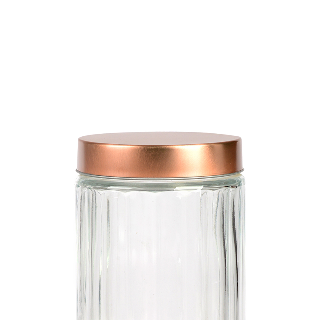 Fotografia para o produto Porta mantimento redondo em vidro com tampa cor cobre 1,7L 011xA22cm