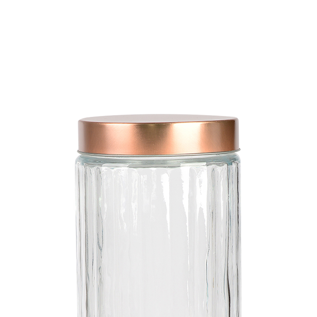 Fotografia para o produto Porta mantimento redondo em vidro com tampa cobre 2,2L 011xA27,5cm