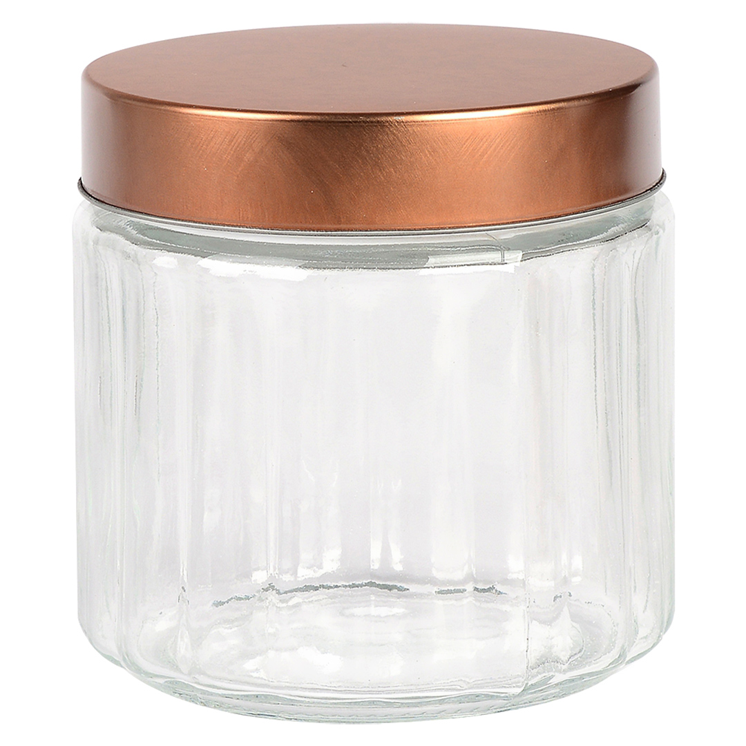 Imagem ilustrativa para Porta mantimento redondo em vidro com tampa cobre 880ml 11xA12cm