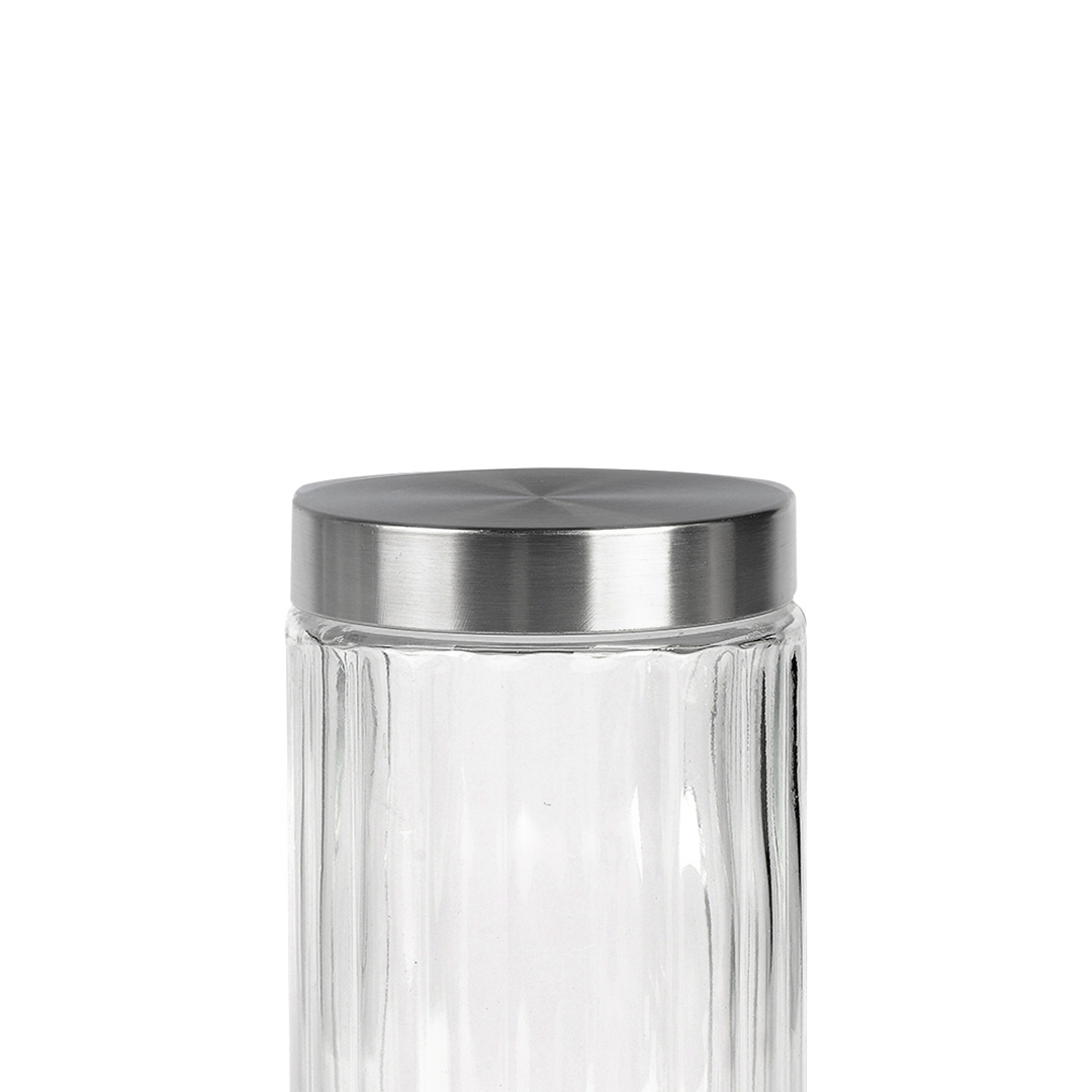 Fotografia para o produto Porta mantimento redondo em vidro com tampa cor prata 1,7L 011xA22cm