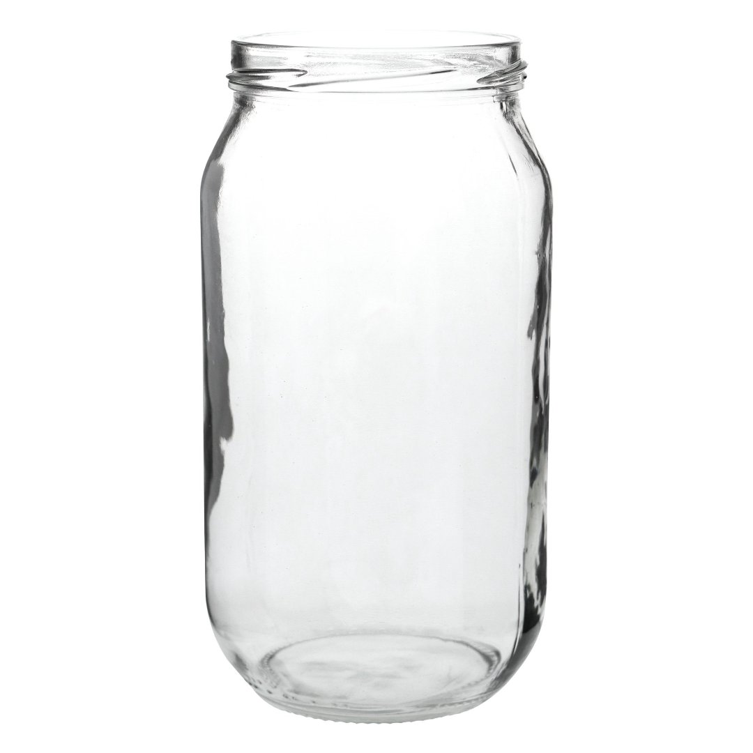 Fotografia para o produto Porta mantimento redondo em vidro com tampa em plástico cor cinza 1L 010xA20cm