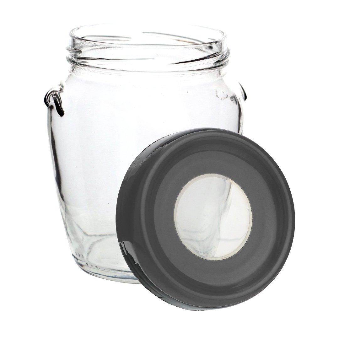 Fotografia para o produto Porta mantimento redondo em vidro com tampa em plástico cor cinza 580ml 010xA12cm