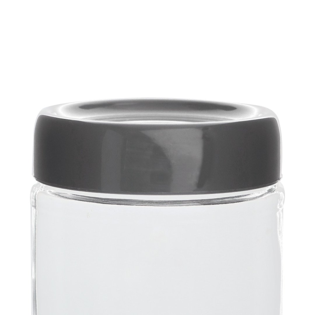Fotografia para o produto Porta mantimento redondo em vidro com tampa em plástico cor cinza 660ml 09xA15cm
