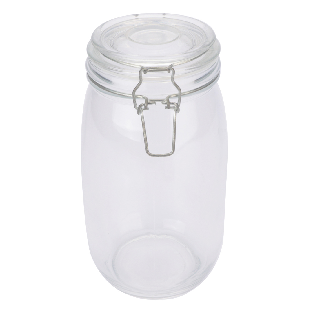 Fotografia para o produto Porta mantimento redondo em vidro liso com tampa e trava 1,5L 010,5xA21,5cm